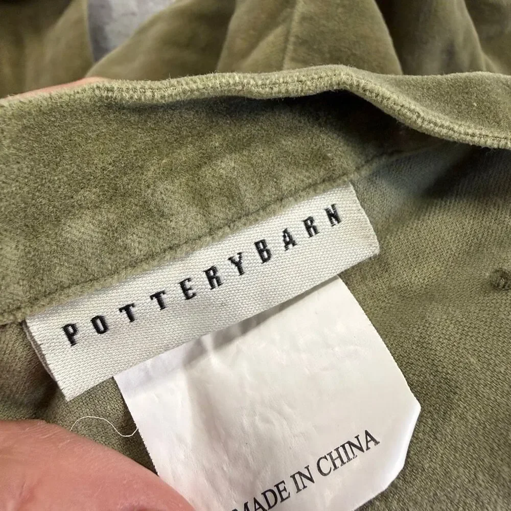 Pottery Barn Olive Green Velvet Pillow Covers 20 x 20 A